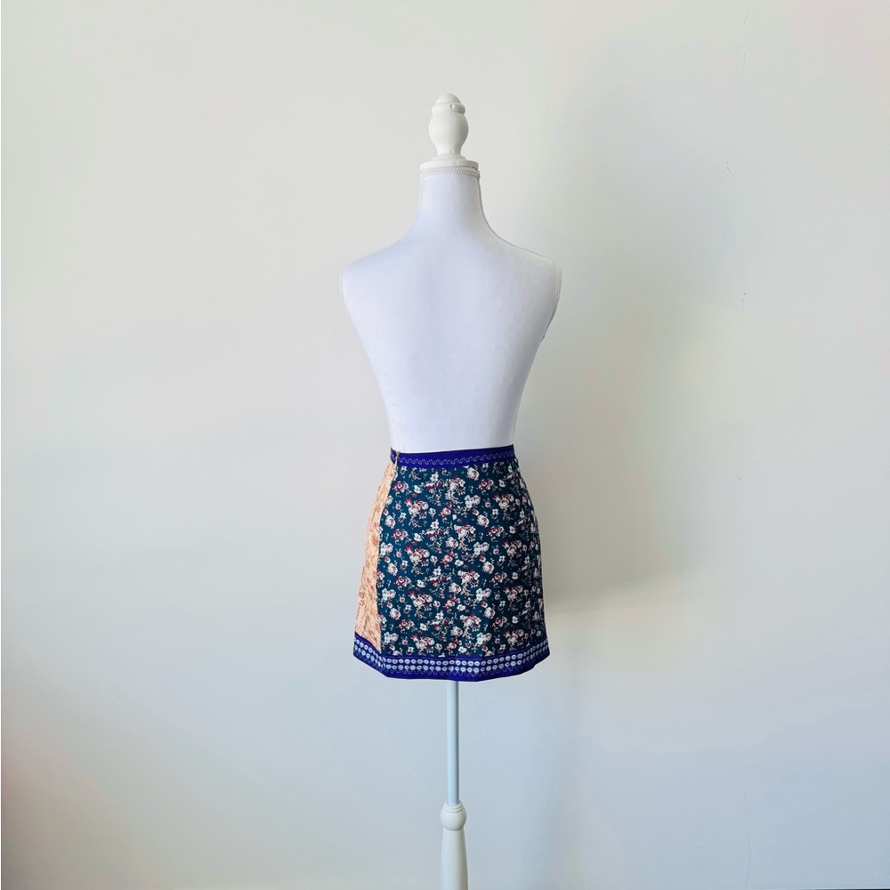 Patchwork Floral Wrap Mini Skirt - image 7